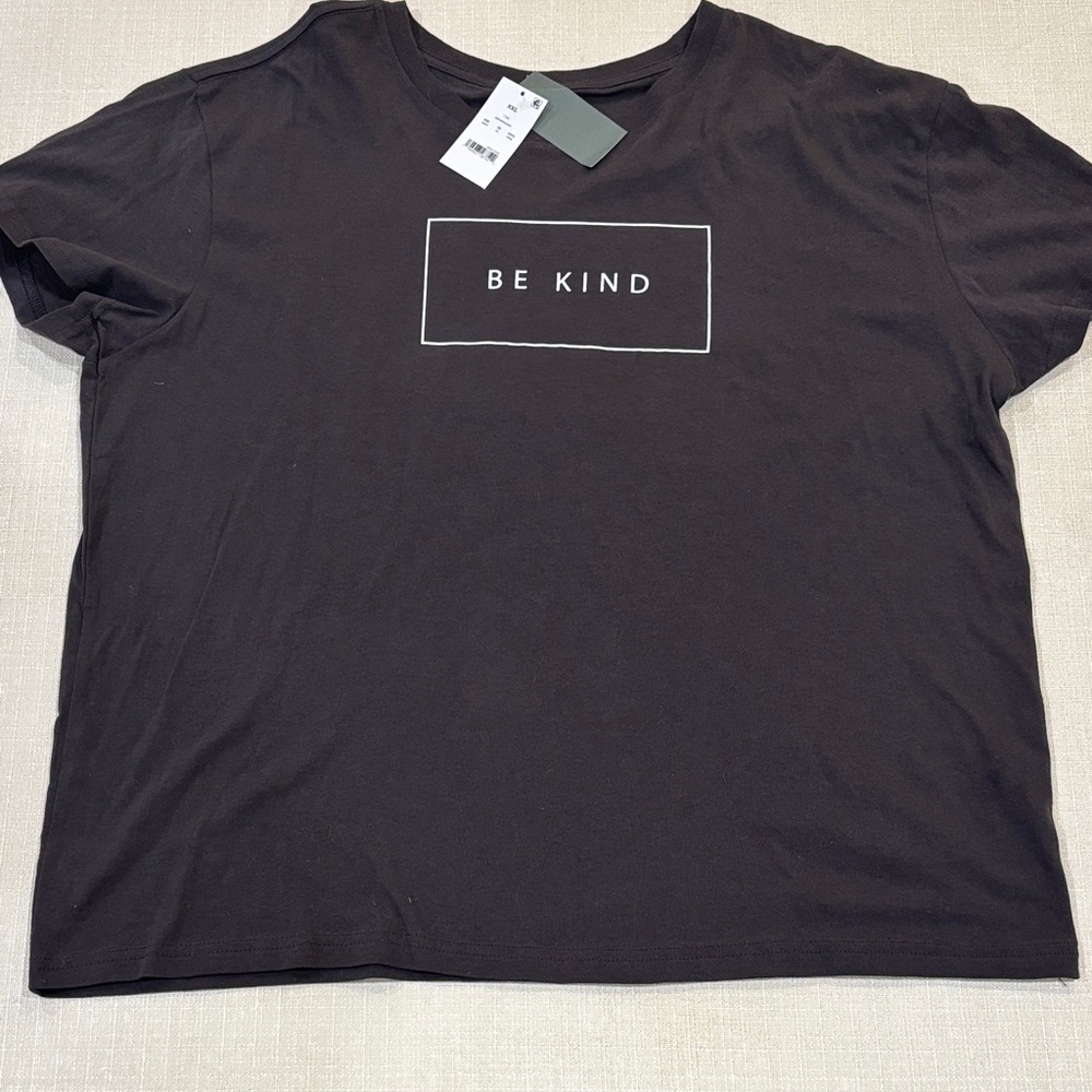 NWT “Be Kind” Charcoal Color Short Sleeve Cotton Tee